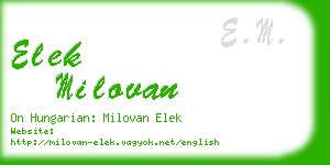 elek milovan business card